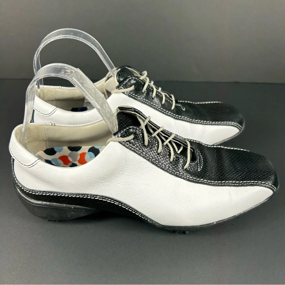 FootJoy Lopro 97223 Golf Shoes White/Black Spikes Women's 7.5M